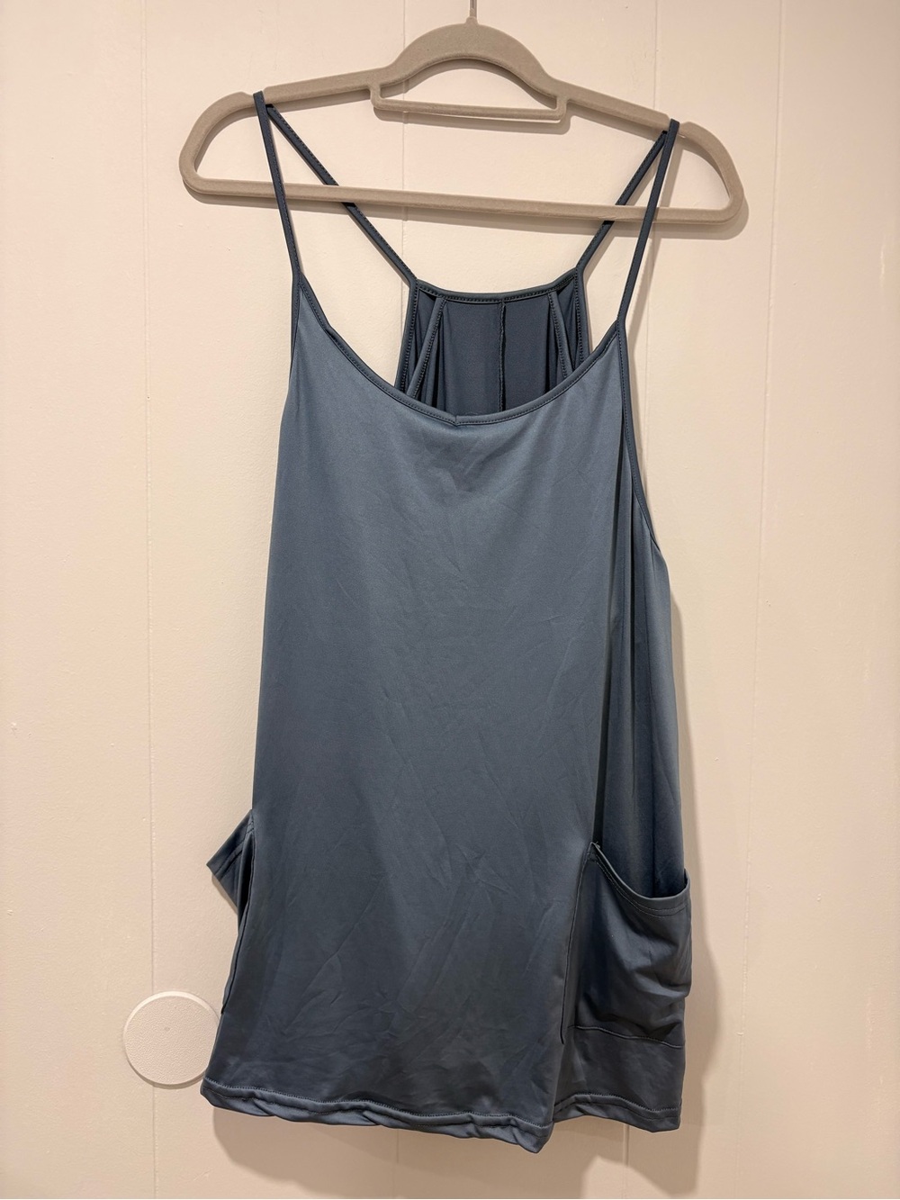 SHEIN Dusty Blue Spaghetti Strap Pocket  athletic dress